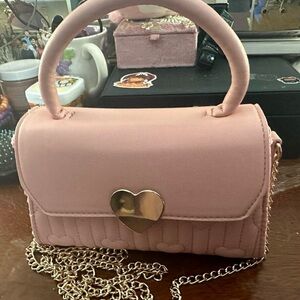 Pink and Gold Mini Bag with Heart Clasp